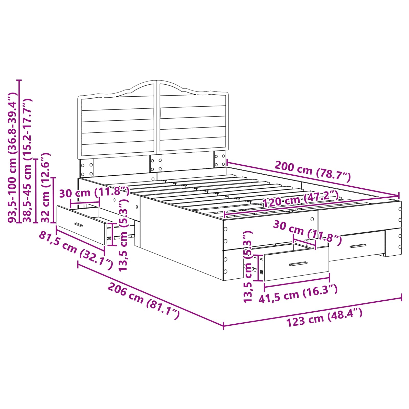 Struttura del letto Rovere fumé 120 x 200 cm Legno multistrato 3413625