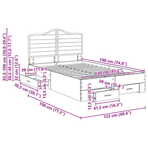 Struttura del letto Rovere artigianale 120 x 190 cm 3413638