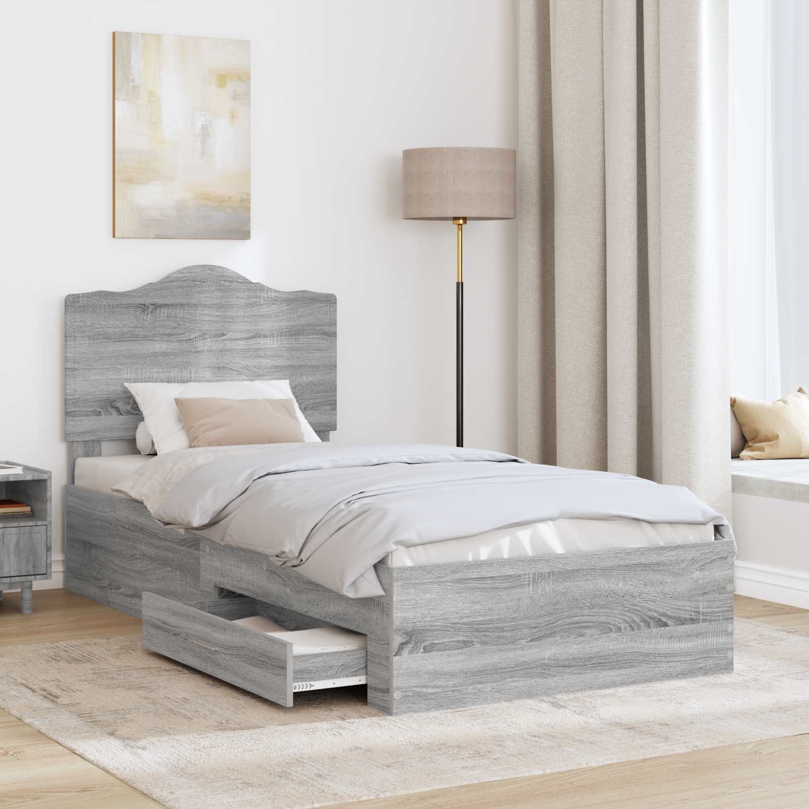 Struttura del letto con testiera Grigio Sonoma 100 x 200 cm 3413644