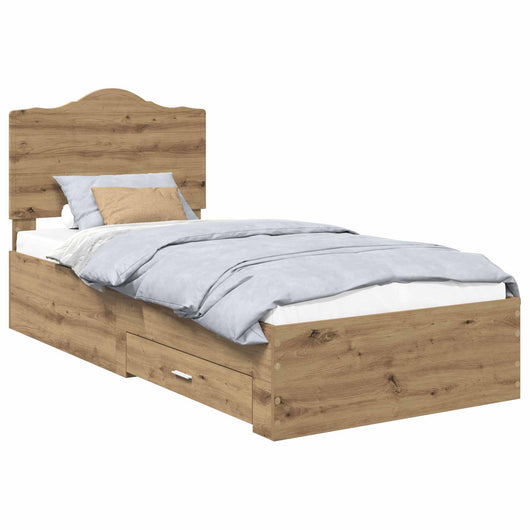 Struttura del letto con testiera Rovere artigianale 90 x 190 cm 3413665