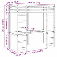 Struttura per letto soppalco Bianco 90 x 190 cm Pino massello 3414555