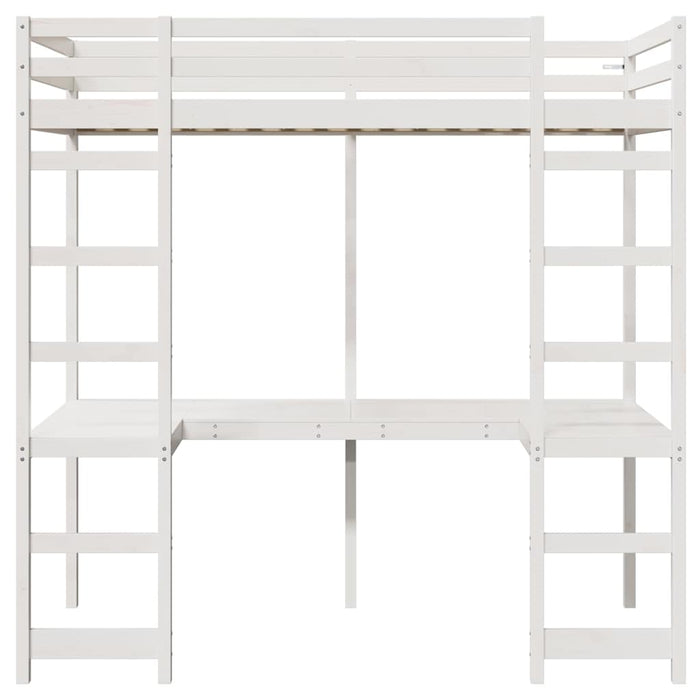 Struttura per letto soppalco Bianco 75 x 190 cm Pino massello 3414557