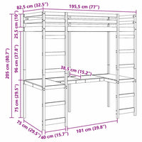 Struttura per letto soppalco Bianco 75 x 190 cm Pino massello 3414557