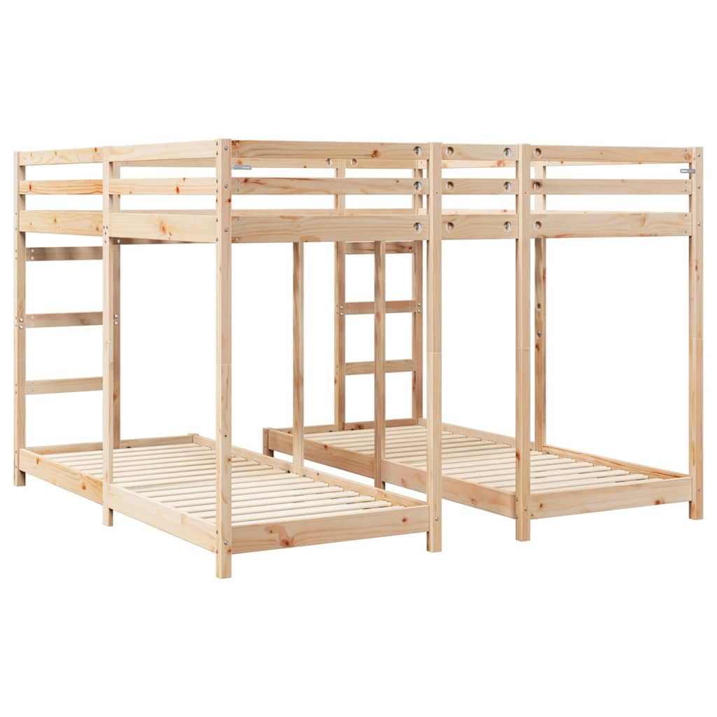 Struttura letto a castello triplo Naturale 80 / 200 x 200 cm 3414558