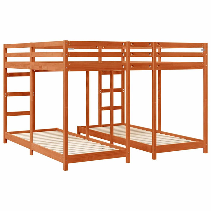 Struttura letto a castello triplo Marrone cerato 200 x 200 cm 3414560