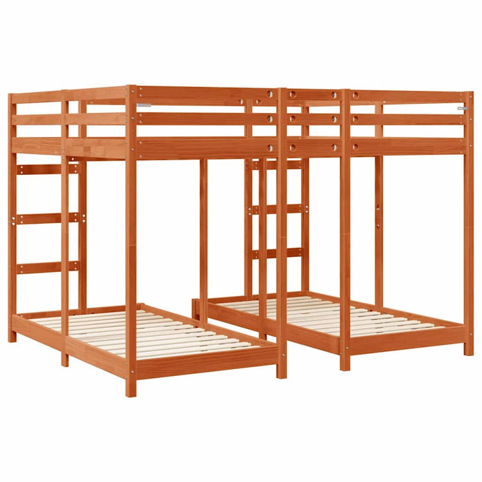 Struttura letto a castello triplo Cera marrone 160 x 200 cm 3414563