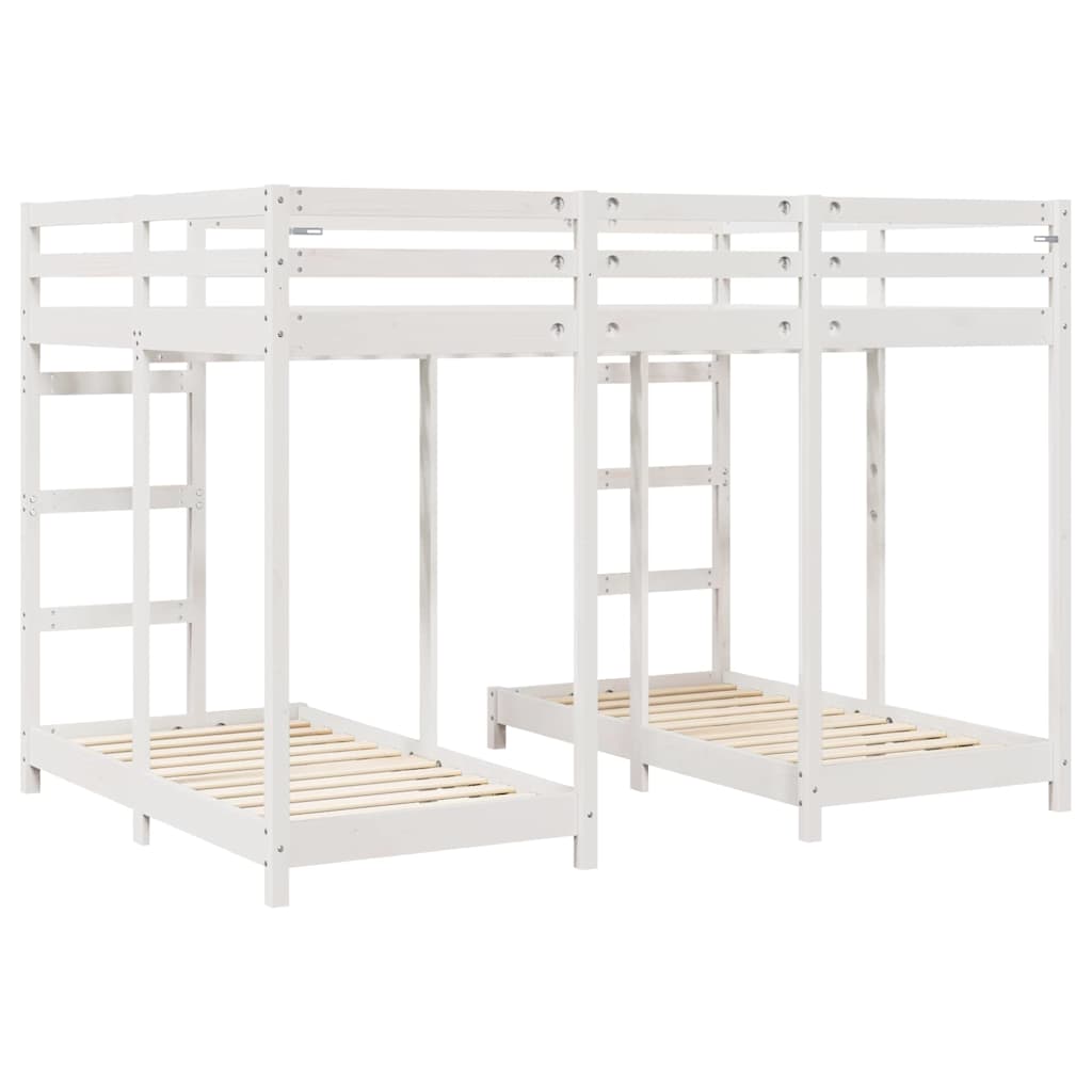 Struttura letto a castello triplo Bianco 140 x 200 cm 3414565