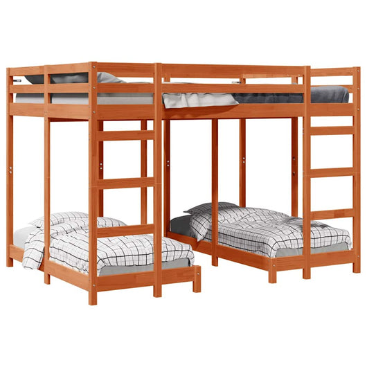 Struttura letto a castello triplo Cera marrone 140 x 200 cm 3414566