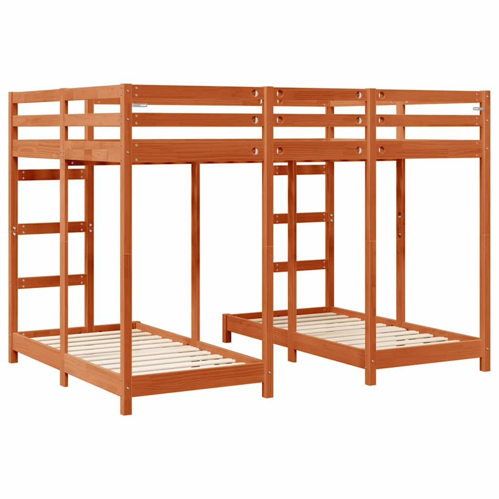 Struttura letto a castello triplo Cera marrone 140 x 200 cm 3414566