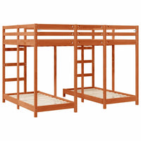 Struttura letto a castello triplo Cera marrone 140 x 200 cm 3414566