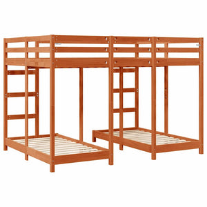 Struttura letto a castello triplo Cera marrone 140 x 200 cm 3414566