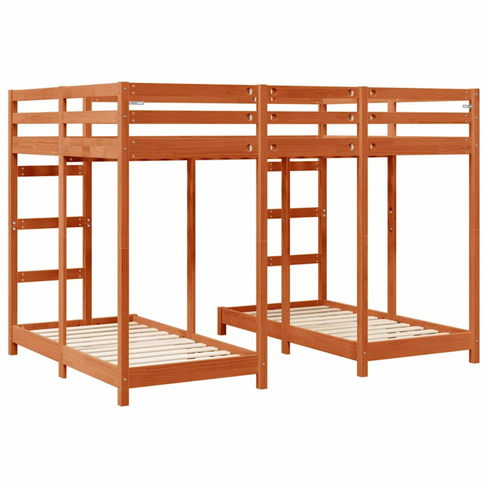 Struttura letto a castello triplo Cera marrone 140 x 200 cm 3414566