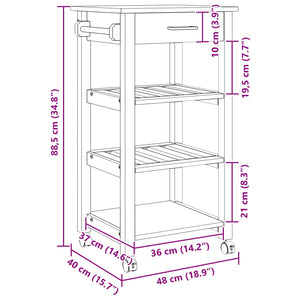 Carrello da Cucina Tinta unita Nero 88,5 x 40 x 48 cm 42027031