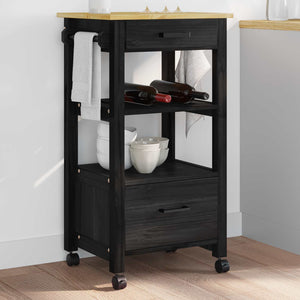 Carrello da Cucina-Scaffale per Cucina Tinta unita Nero 709236