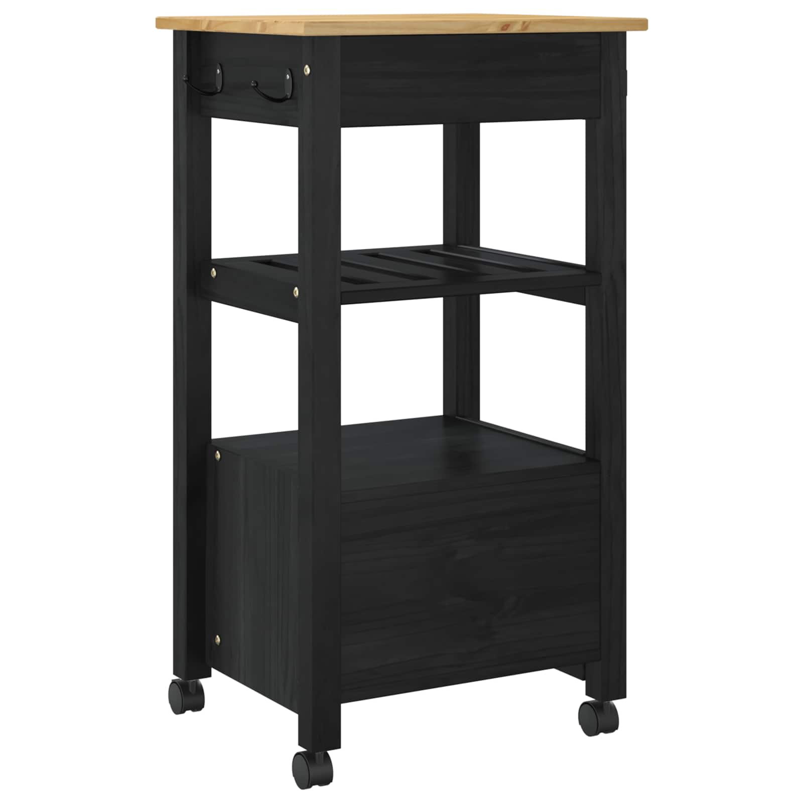 Carrello da Cucina-Scaffale per Cucina Tinta unita Nero 709236