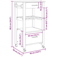 Carrello da Cucina Tinta unita Nero 42027032