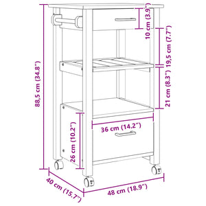 Carrello da Cucina-Scaffale per Cucina Tinta unita Nero 709236