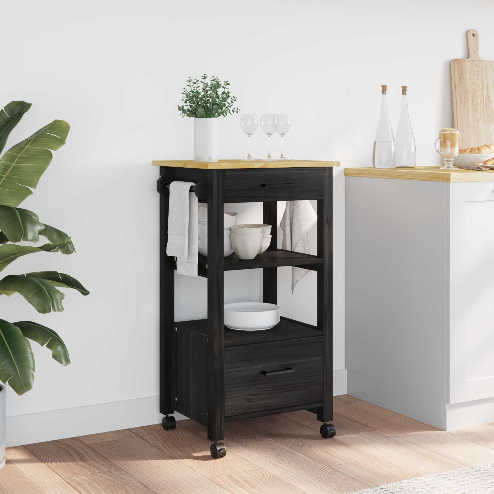 Carrello da Cucina Tinta unita Nero 42027033