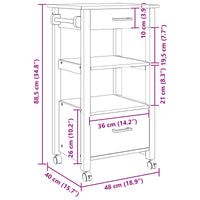 Carrello da Cucina Tinta unita Nero 42027033