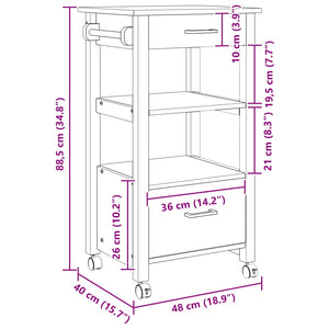 Carrello da Cucina Tinta unita Nero 42027033