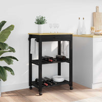 Carrello da Cucina-Scaffale per Cucina Tinta unita Nero 88.5 x 40 x 84 cm 825827