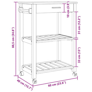Carrello da Cucina Tinta unita Nero 88,5 x 40 x 60 cm 42027035