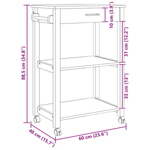 Carrello da Cucina Tinta unita Nero 88,5 x 40 x 60 cm 42027036