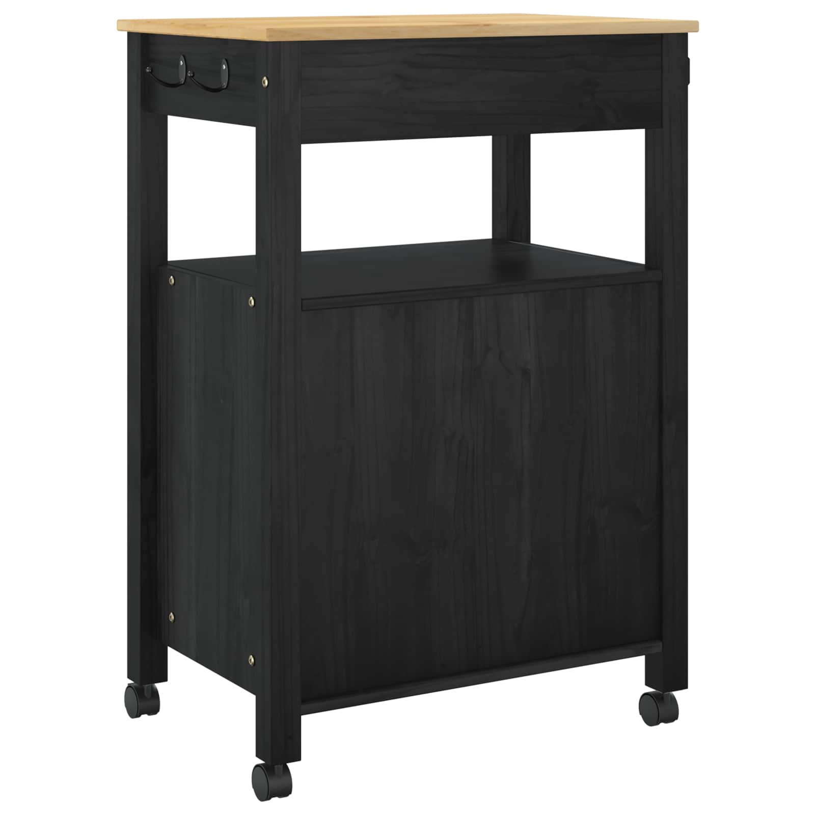 Carrello da Cucina-Scaffale per Cucina Tinta unita Nero 88,5 x 40 x 60 cm 763716