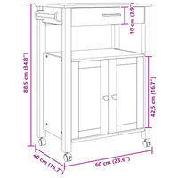 Carrello da Cucina Tinta unita Nero 88,5 x 40 x 60 cm 42027037