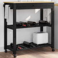 Carrello da Cucina-Scaffale per Cucina Tinta unita Nero 88.5 x 40 x 84 cm 517587