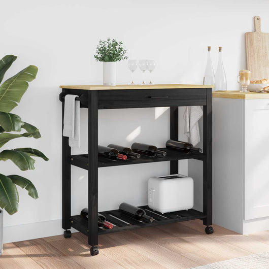 Carrello da Cucina-Scaffale per Cucina Tinta unita Nero 88.5 x 40 x 84 cm 517587