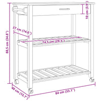 Carrello da Cucina Tinta unita Nero 88,5 x 40 x 84 cm 42027038