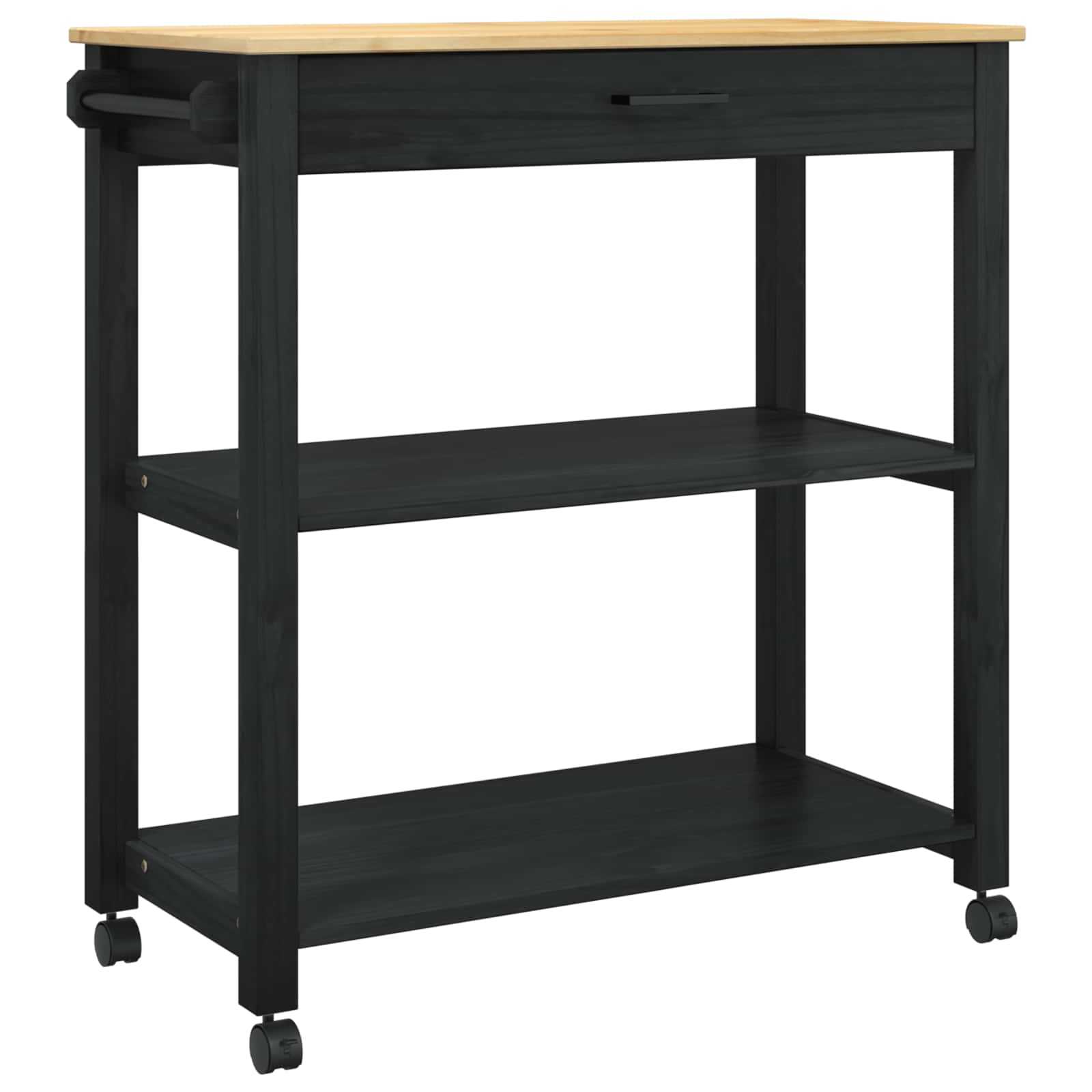 Carrello da Cucina-Scaffale per Cucina Tinta unita Nero 88,5 x 40 x 48 cm 880854