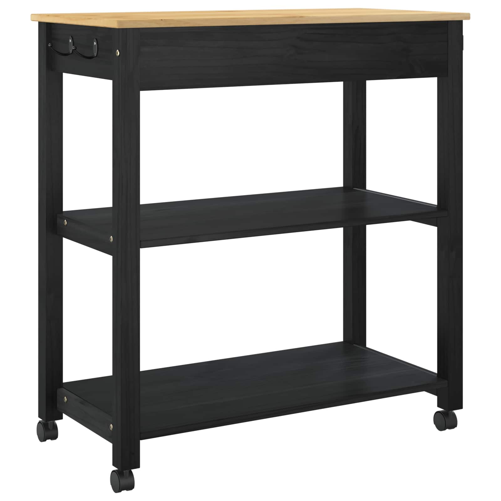 Carrello da Cucina-Scaffale per Cucina Tinta unita Nero 88,5 x 40 x 48 cm 880854