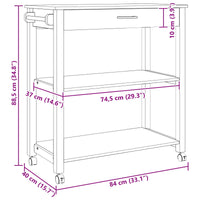 Carrello da Cucina Tinta unita Nero 88,5 x 40 x 48 cm 42027039
