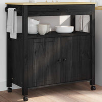 Carrello da Cucina-Scaffale per Cucina Tinta unita Nero 88,5 x 40 x 48 cm 728300