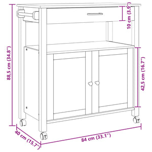 Carrello da Cucina-Scaffale per Cucina Tinta unita Nero 88,5 x 40 x 48 cm 728300