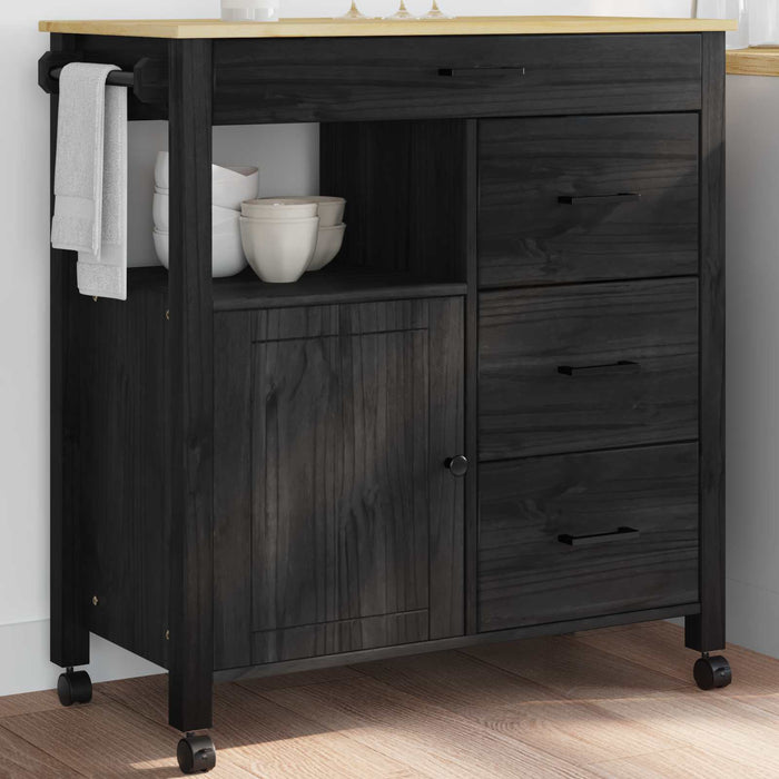 Carrello da Cucina-Scaffale per Cucina Tinta unita Nero 990639