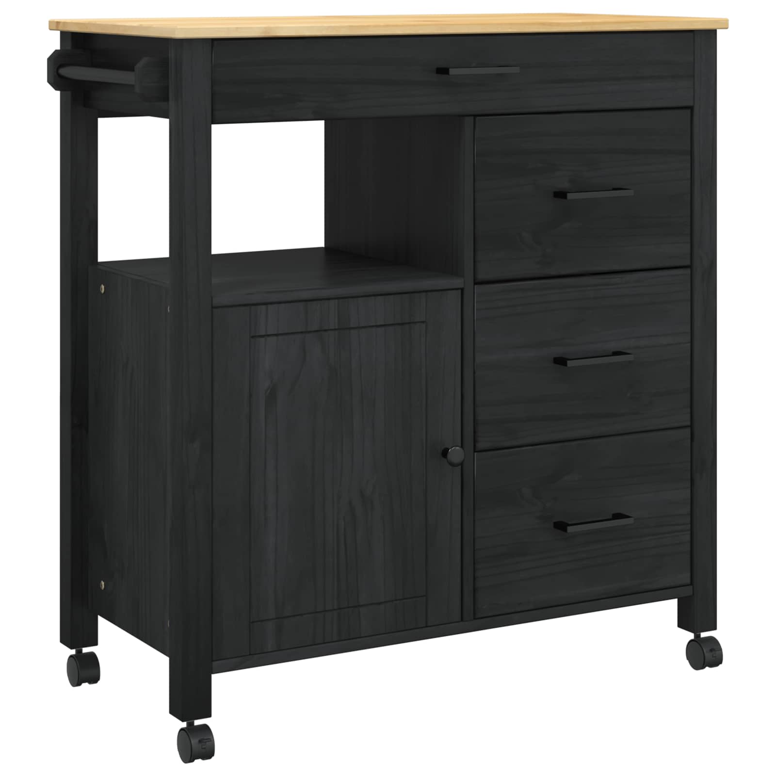 Carrello da Cucina-Scaffale per Cucina Tinta unita Nero 990639