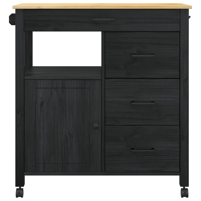 Carrello da Cucina-Scaffale per Cucina Tinta unita Nero 990639