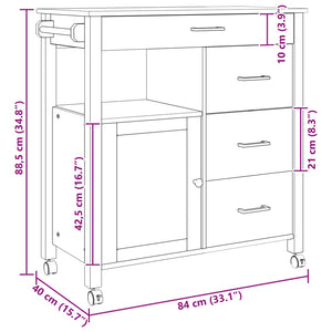 Carrello da Cucina Tinta unita Nero 42027041