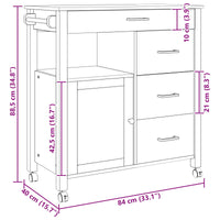 Carrello da Cucina-Scaffale per Cucina Tinta unita Nero 990639