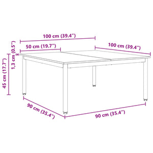 Tavolino da salotto Bianco 100 x 100 x 45 cm Pino massello 892770