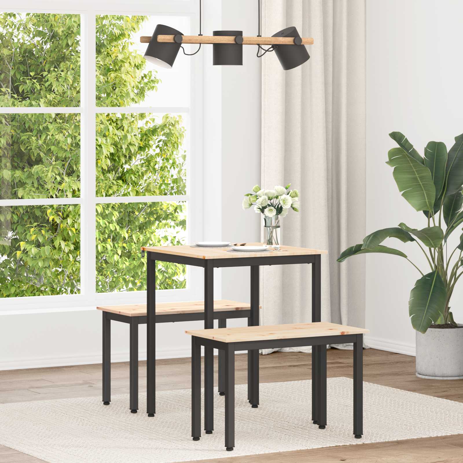 Tavolo da pranzo Naturale 60 x 60 x 75 cm Pino massello 892779