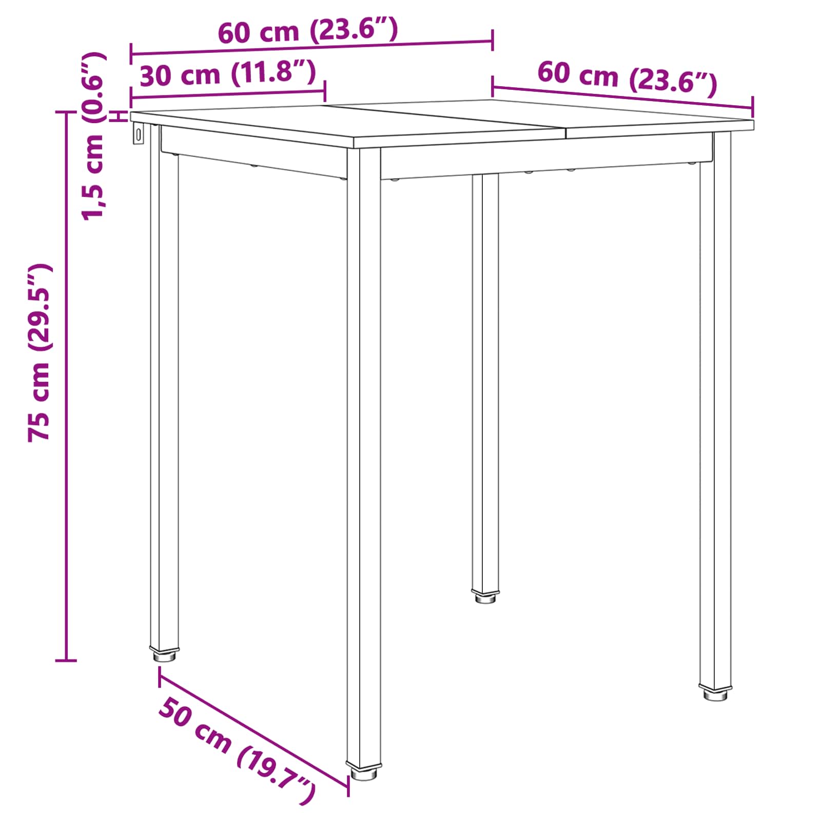 Tavolo da pranzo Bianco 60 x 60 x 75 cm Pino massello 892780