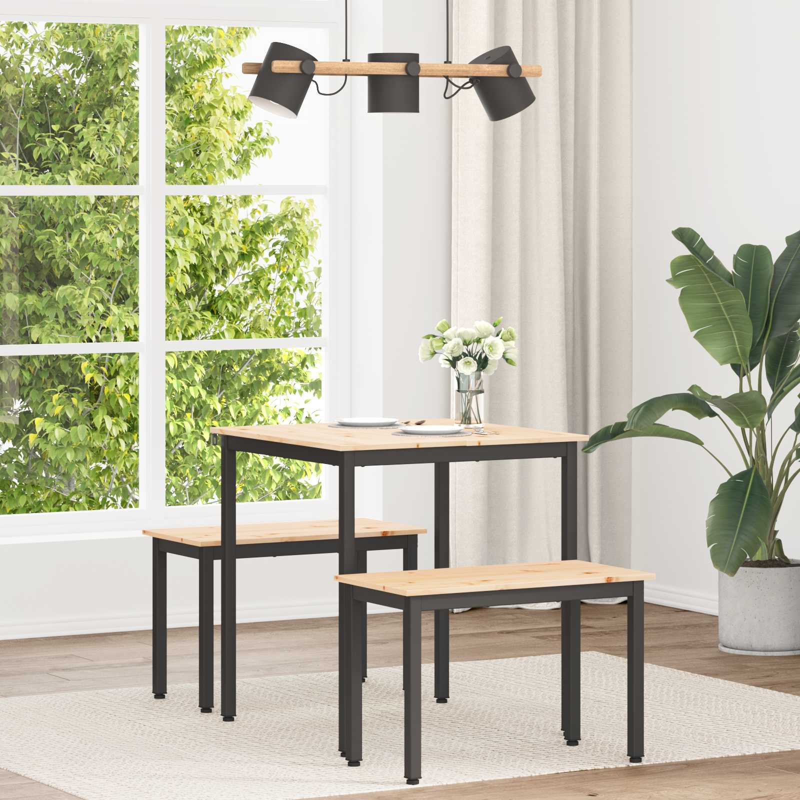 Tavolo da pranzo Naturale 70 x 70 x 75 cm Pino massello 892781