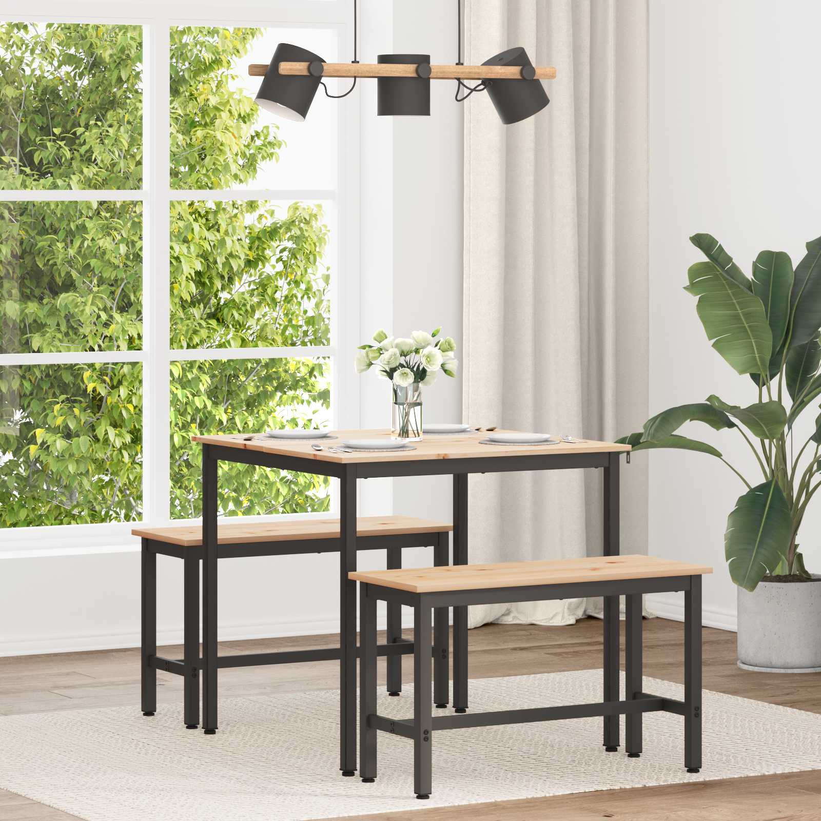 Tavolo da pranzo Naturale 80 x 80 x 75 cm Pino massello 892783