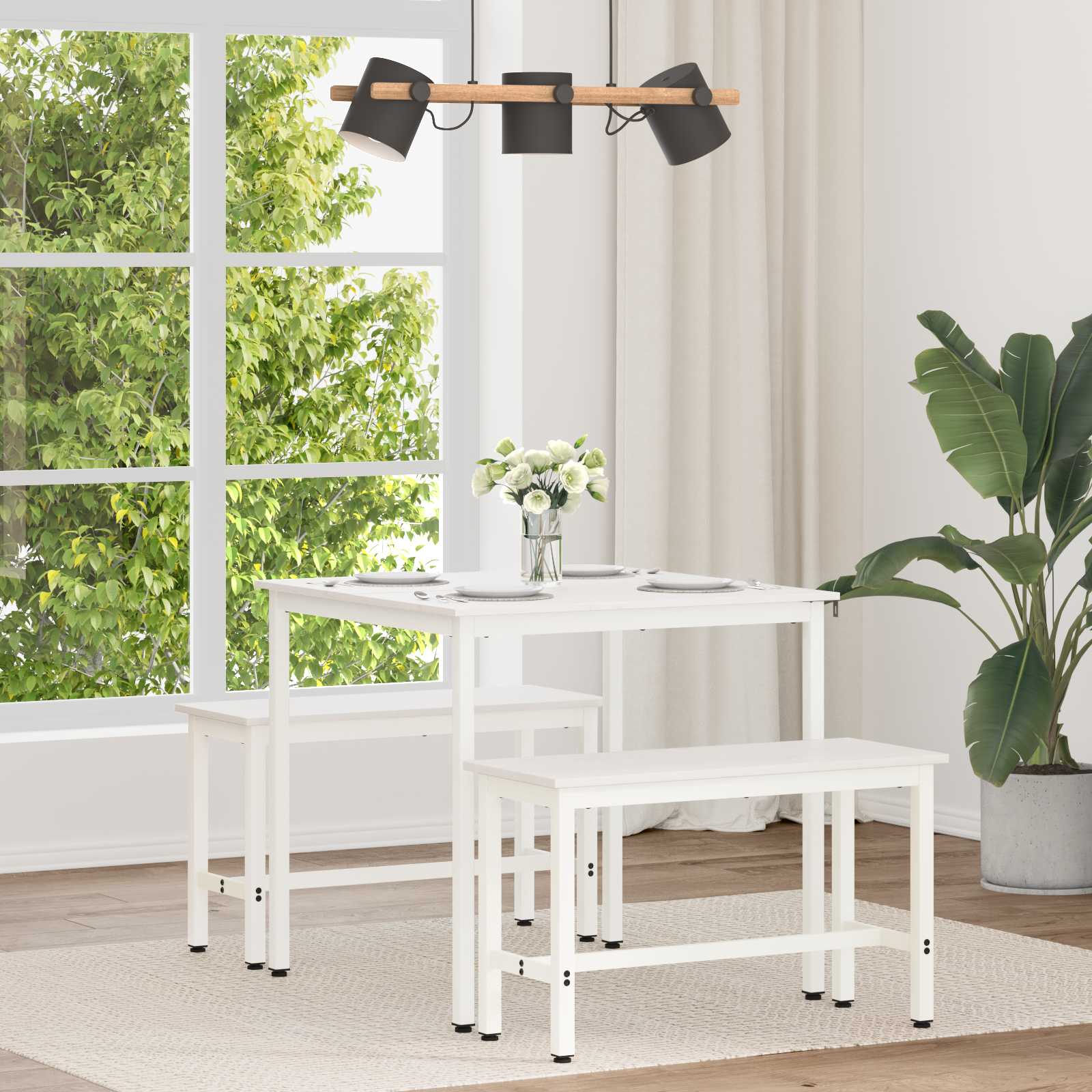 Tavolo da pranzo Bianco 80 x 80 x 75 cm Pino massello 892784