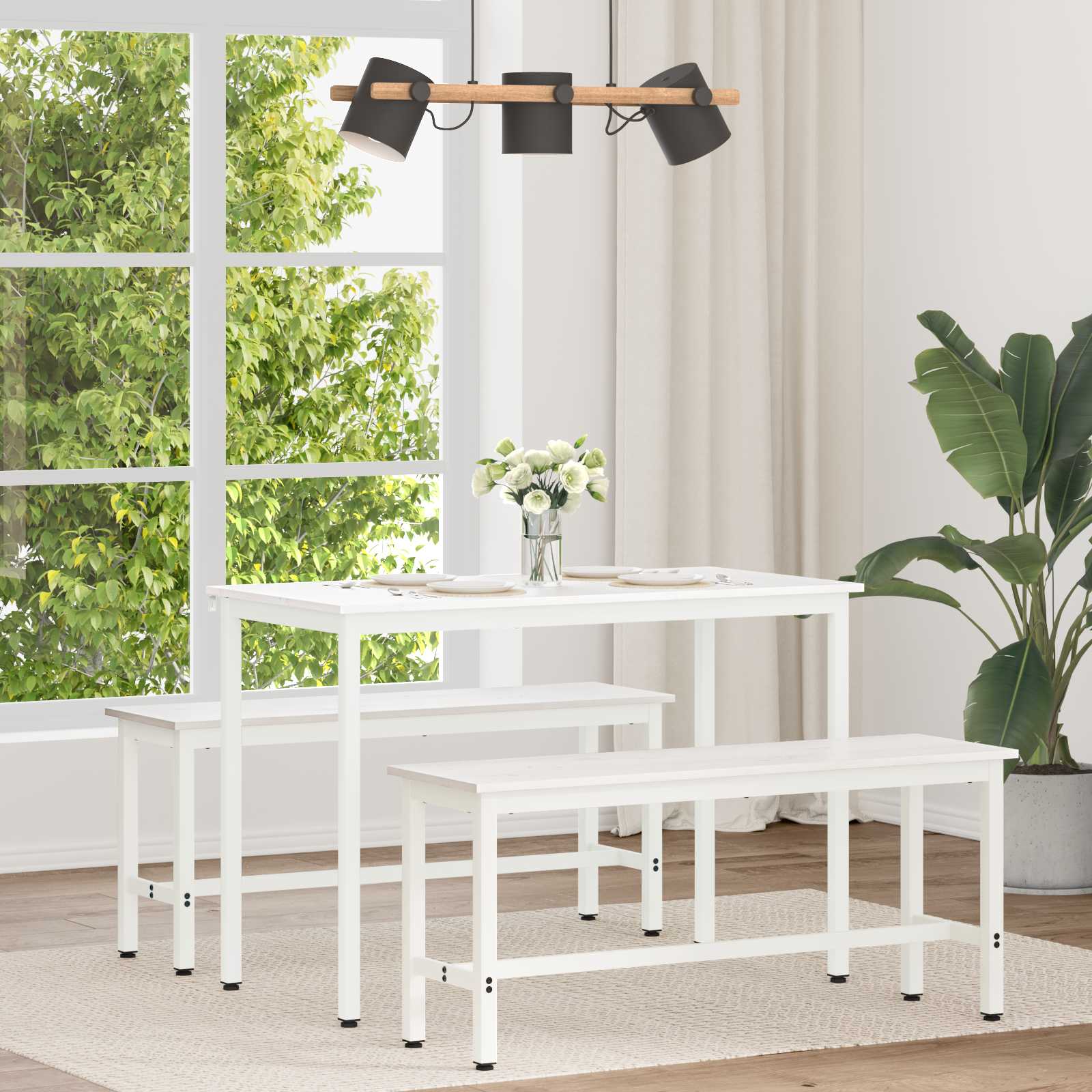 Tavolo da pranzo Bianco 110 x 55 x 75 cm Pino massello 892786