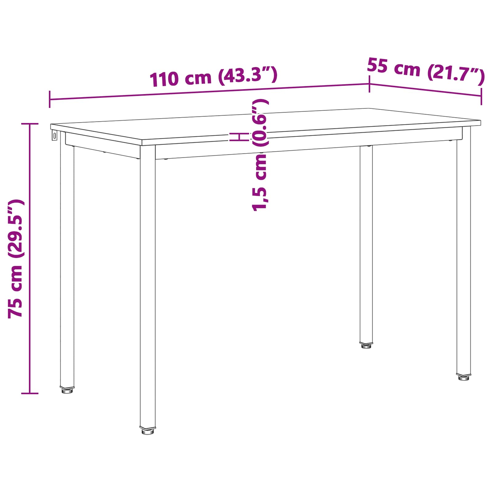 Tavolo da pranzo Bianco 110 x 55 x 75 cm Pino massello 892786